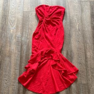 Hello Molly Vibrant Red Strapless Dress